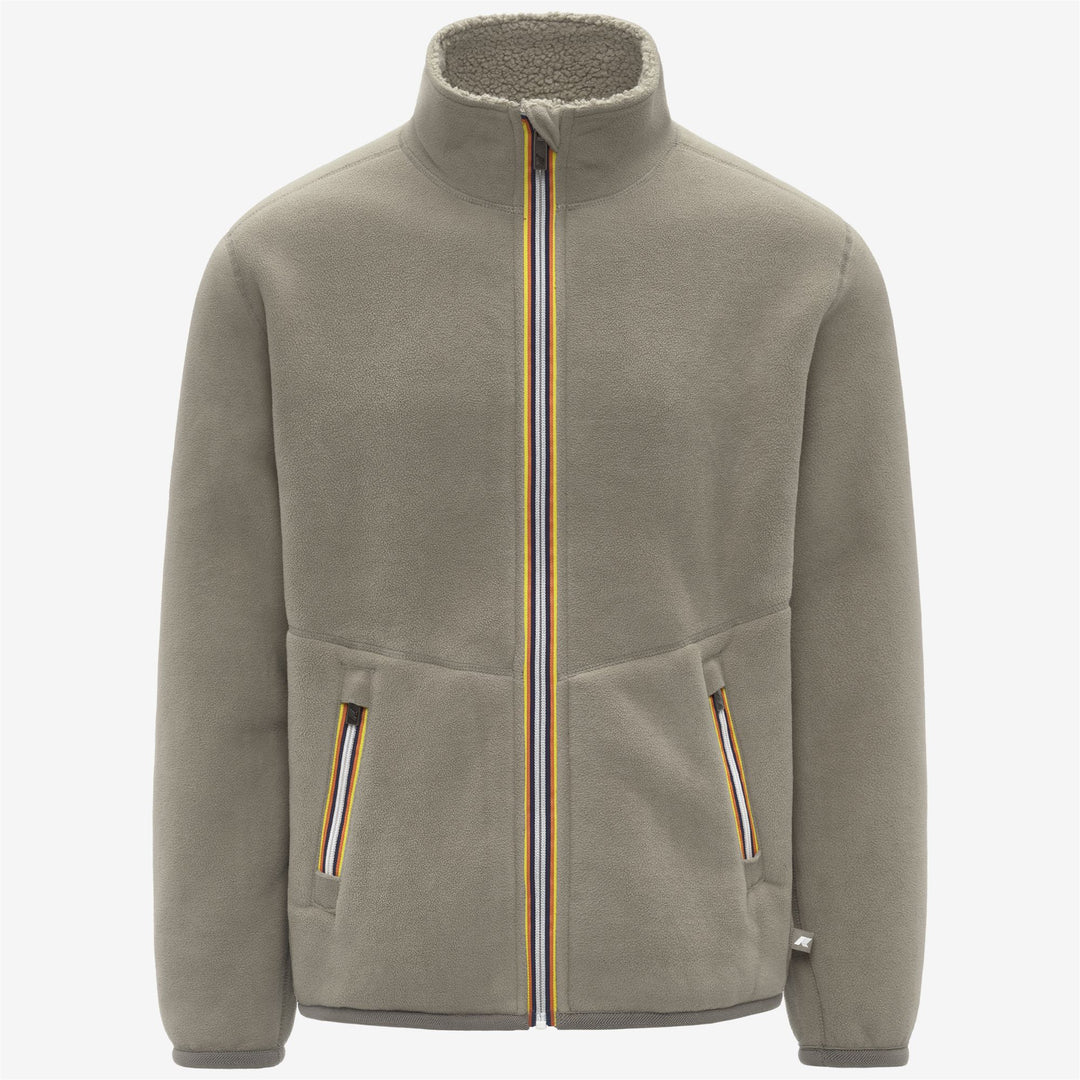 Chaqueta polar reversible verde para hombre con sherpa y forro polar main