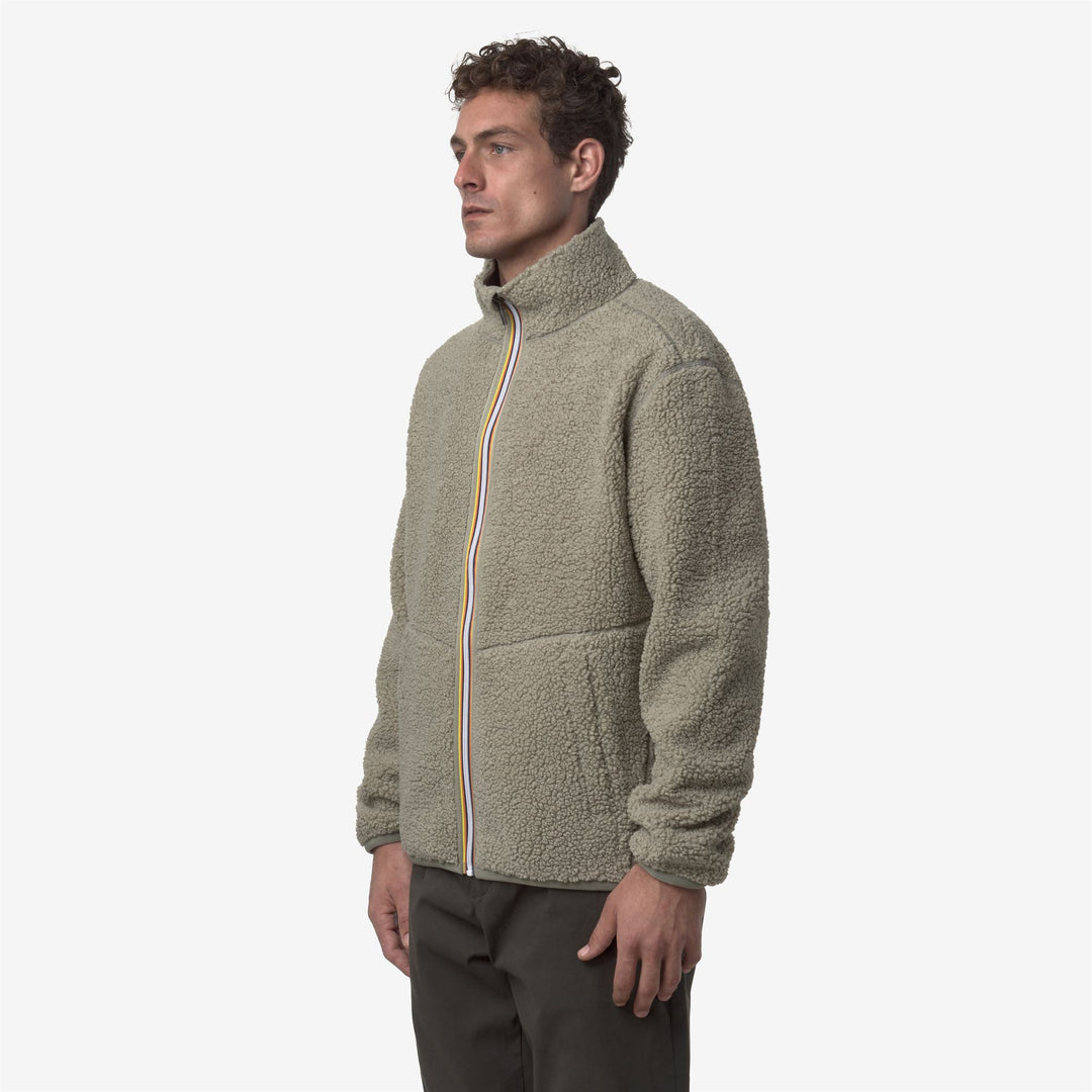 Chaqueta polar reversible verde para hombre con sherpa y forro polar main