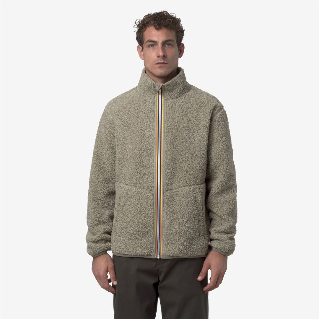 Chaqueta polar reversible verde para hombre con sherpa y forro polar main