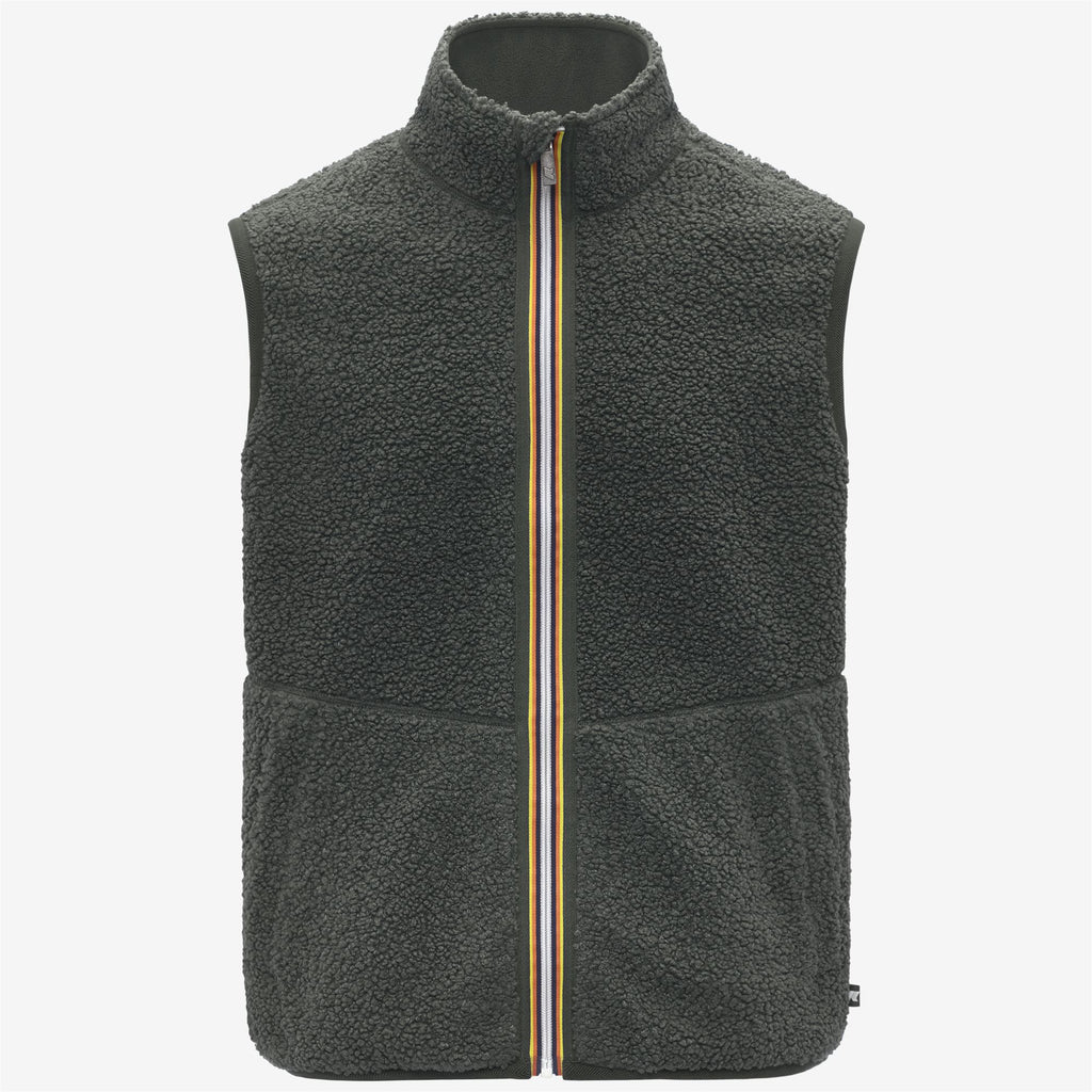 Fleece_MAN_YANNICK SHERPA POLAR DOUBLE_Vest_Green Blackish Combo - GREEN BLACKISH - Commercial 1