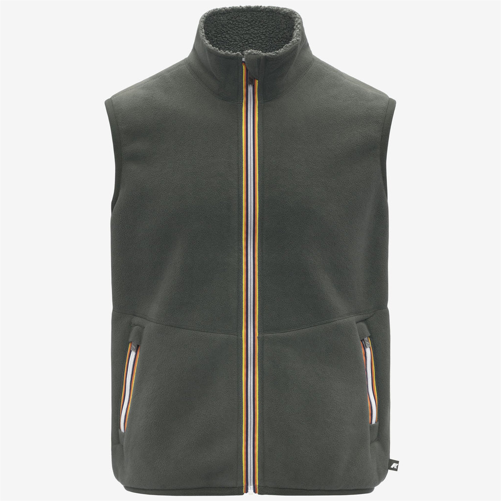 Fleece_MAN_YANNICK SHERPA POLAR DOUBLE_Vest_Green Blackish Combo - GREEN BLACKISH - Commercial 2