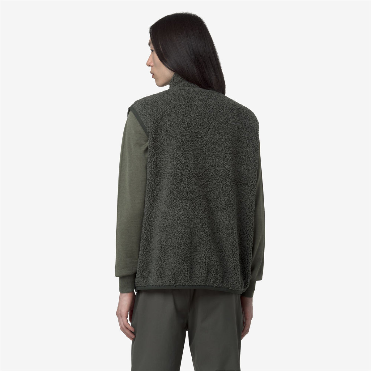 Fleece_MAN_YANNICK SHERPA POLAR DOUBLE_Vest_Green Blackish Combo - GREEN BLACKISH - Commercial 6