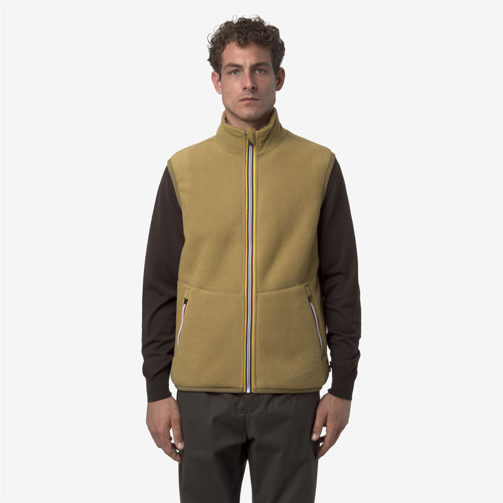 Beige Men's Reversible Sherpa Polar Fleece Vest 02