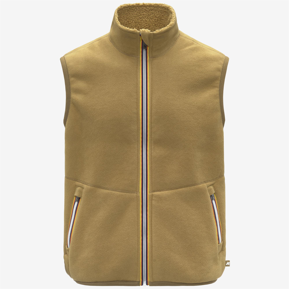 Beige Men's Reversible Sherpa Polar Fleece Vest 02