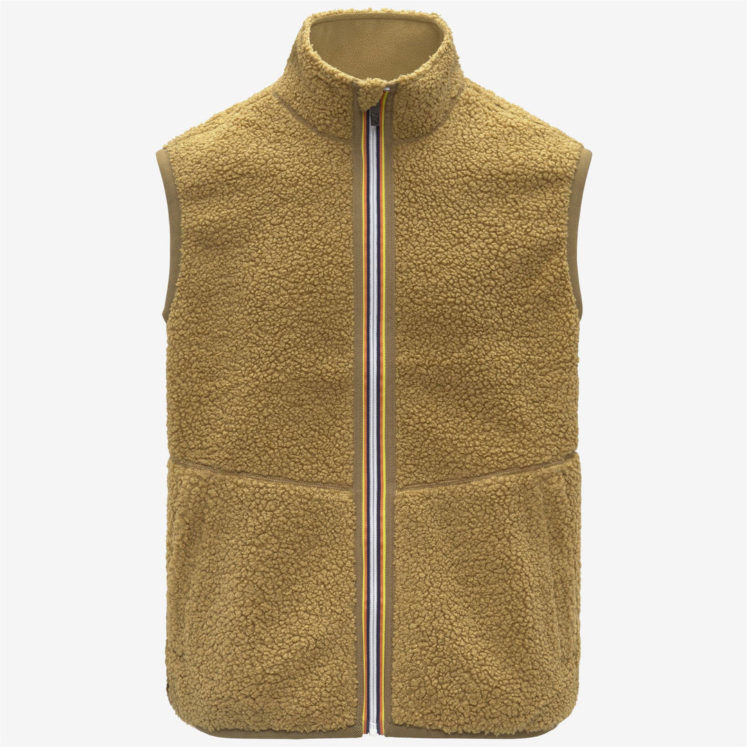 Beige Men's Reversible Sherpa Polar Fleece Vest 01