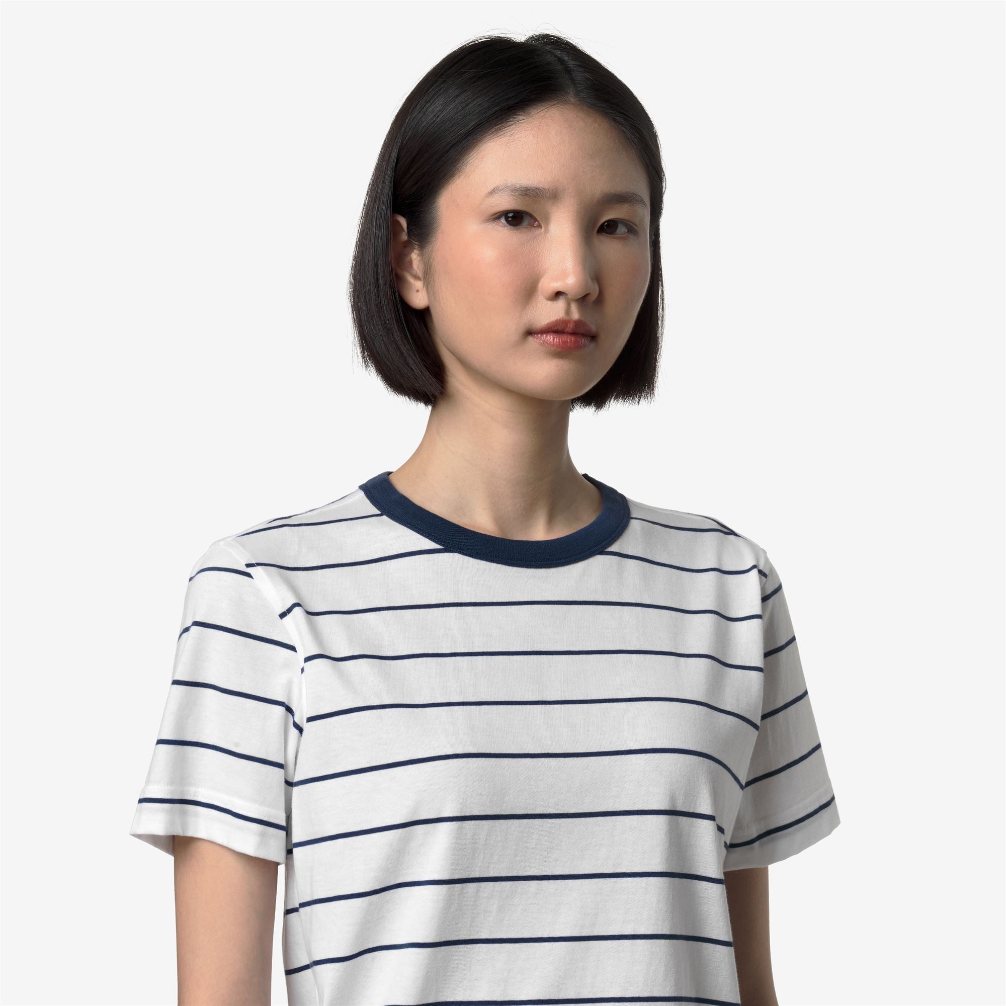 T-Shirts & Top_Woman_ELODIE MID STRIPES JERSEY_T-Shirt_White - Blue Insignia - Commercial 7
