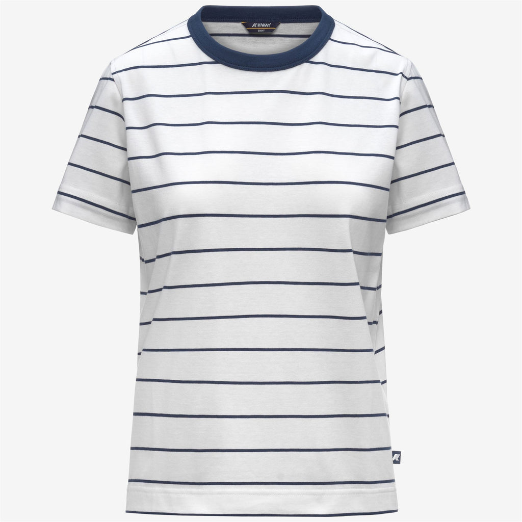 T-Shirts & Top_Woman_ELODIE MID STRIPES JERSEY_T-Shirt_White - Blue Insignia - Commercial 1