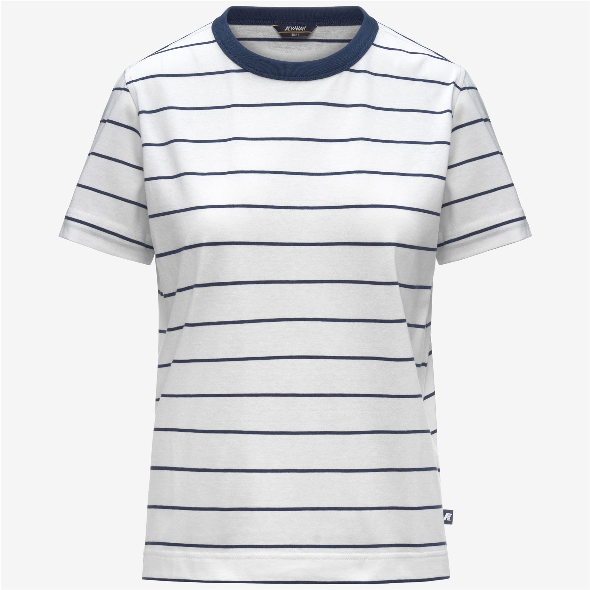T-Shirts & Top_Woman_ELODIE MID STRIPES JERSEY_T-Shirt_White - Blue Insignia - Commercial 1