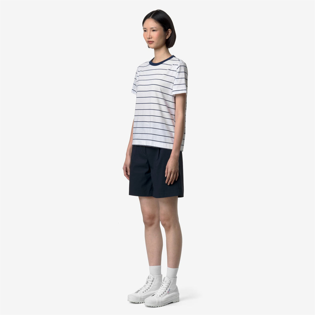 T-Shirts & Top_Woman_ELODIE MID STRIPES JERSEY_T-Shirt_White - Blue Insignia - Commercial 5