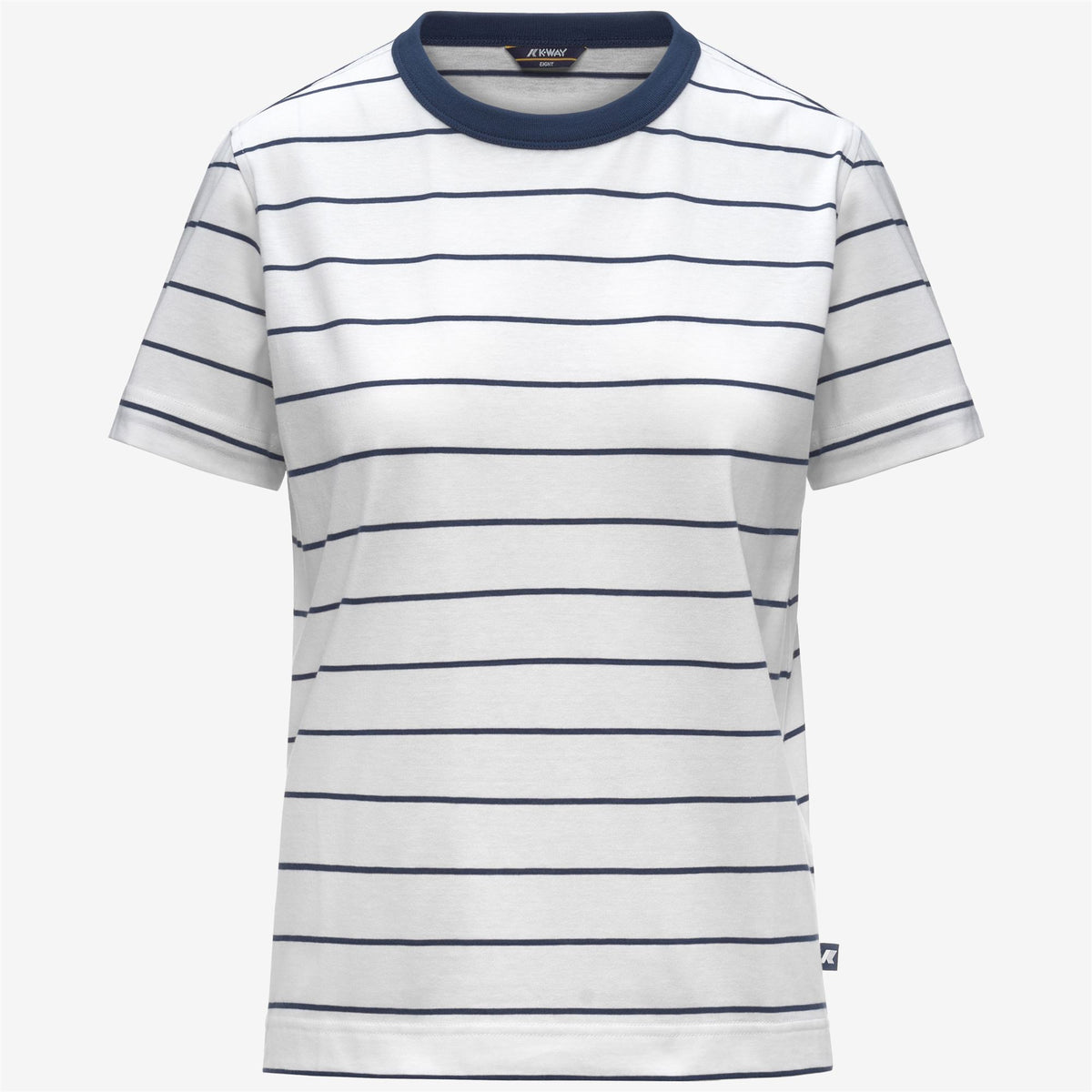 T-Shirts & Top_Woman_ELODIE MID STRIPES JERSEY_T-Shirt_White - Blue Insignia - Commercial 1