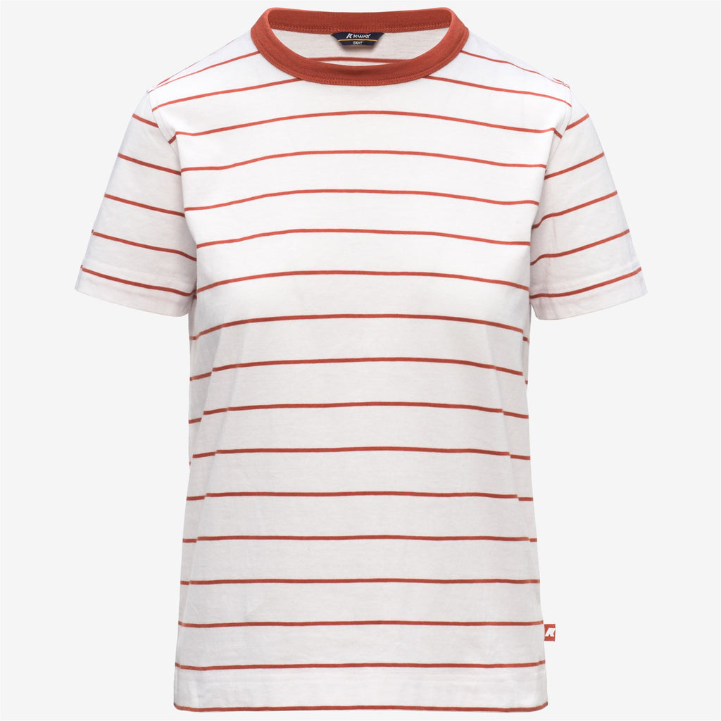 T-Shirts & Top_Woman_ELODIE MID STRIPES JERSEY_T-Shirt_White - Orange Brownish - Commercial 1