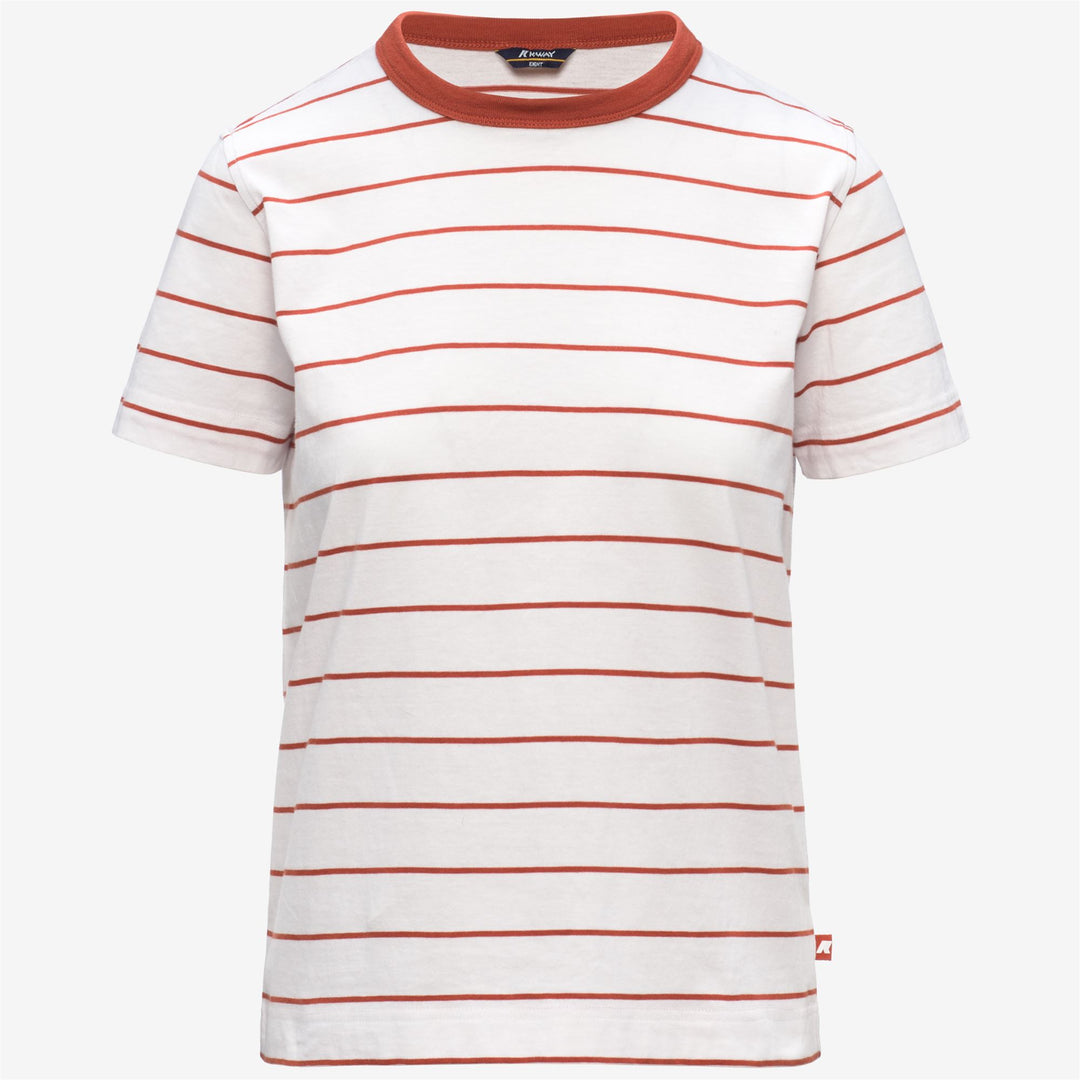 ELODIE MID STRIPES JERSEY - T-ShirtsTop - T-Shirt - Donna - WHITE-ORANGE BROWNISH 01