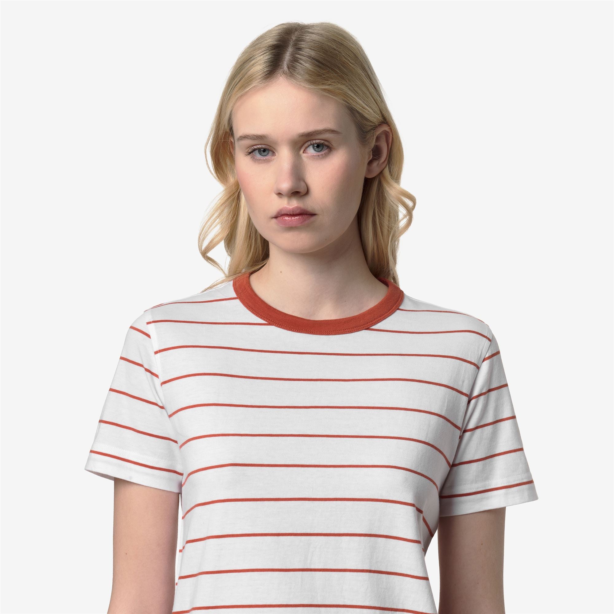 T-Shirts & Top_Woman_ELODIE MID STRIPES JERSEY_T-Shirt_White - Orange Brownish - Commercial 7