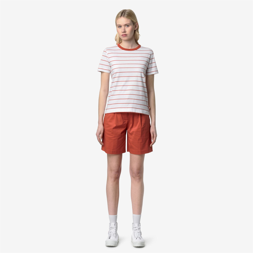 ELODIE MID STRIPES JERSEY - T-ShirtsTop - T-Shirt - Donna - WHITE-ORANGE BROWNISH 02