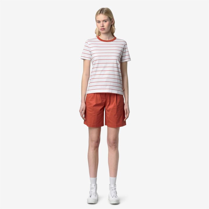 ELODIE MID STRIPES JERSEY - T-ShirtsTop - T-Shirt - Donna - WHITE-ORANGE BROWNISH 3