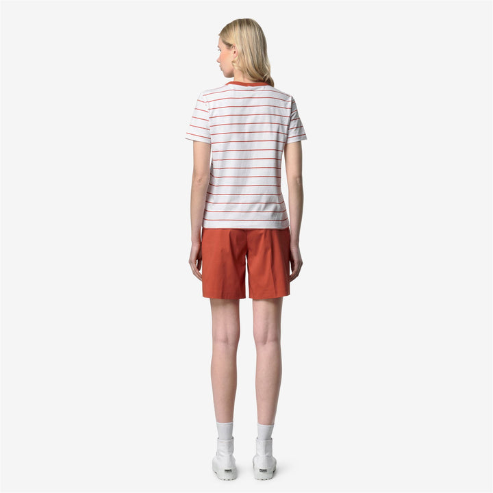 ELODIE MID STRIPES JERSEY - T-ShirtsTop - T-Shirt - Donna - WHITE-ORANGE BROWNISH 5