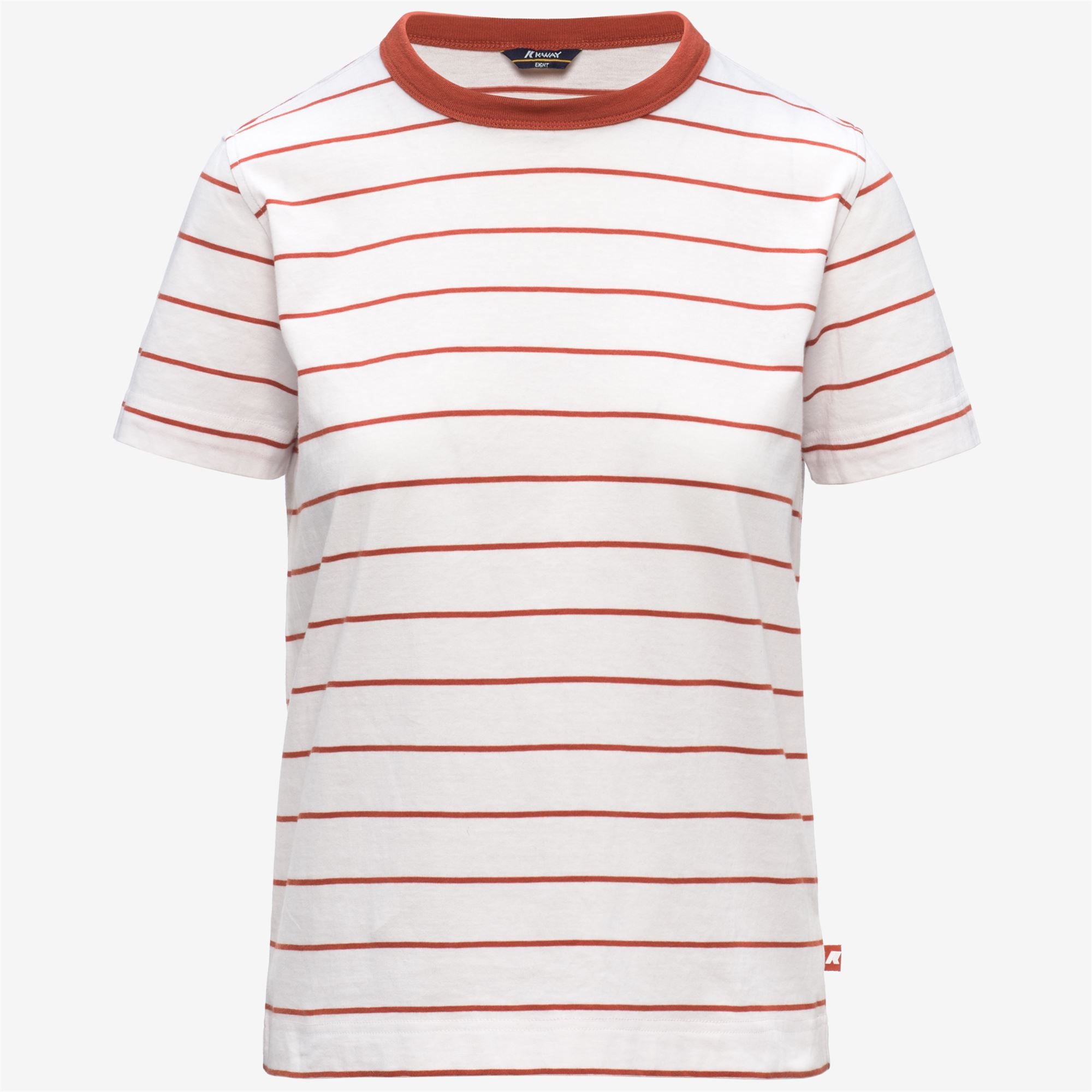 T-Shirts & Top_Woman_ELODIE MID STRIPES JERSEY_T-Shirt_White - Orange Brownish - Commercial 1