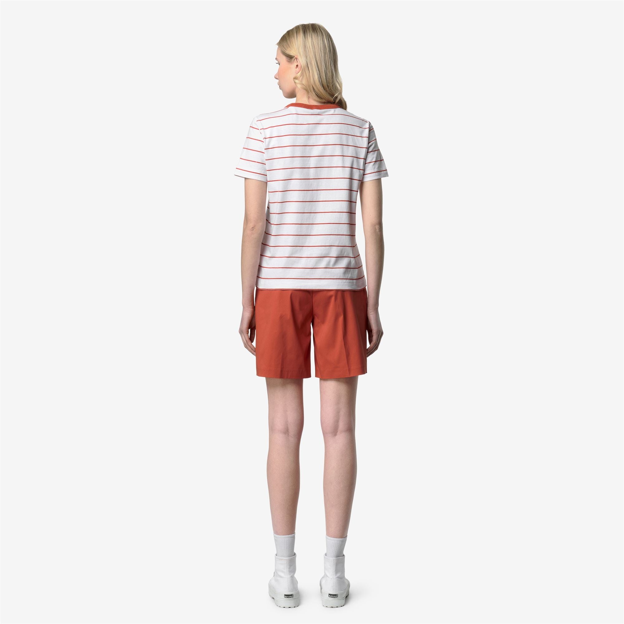 T-Shirts & Top_Woman_ELODIE MID STRIPES JERSEY_T-Shirt_White - Orange Brownish - Commercial 6