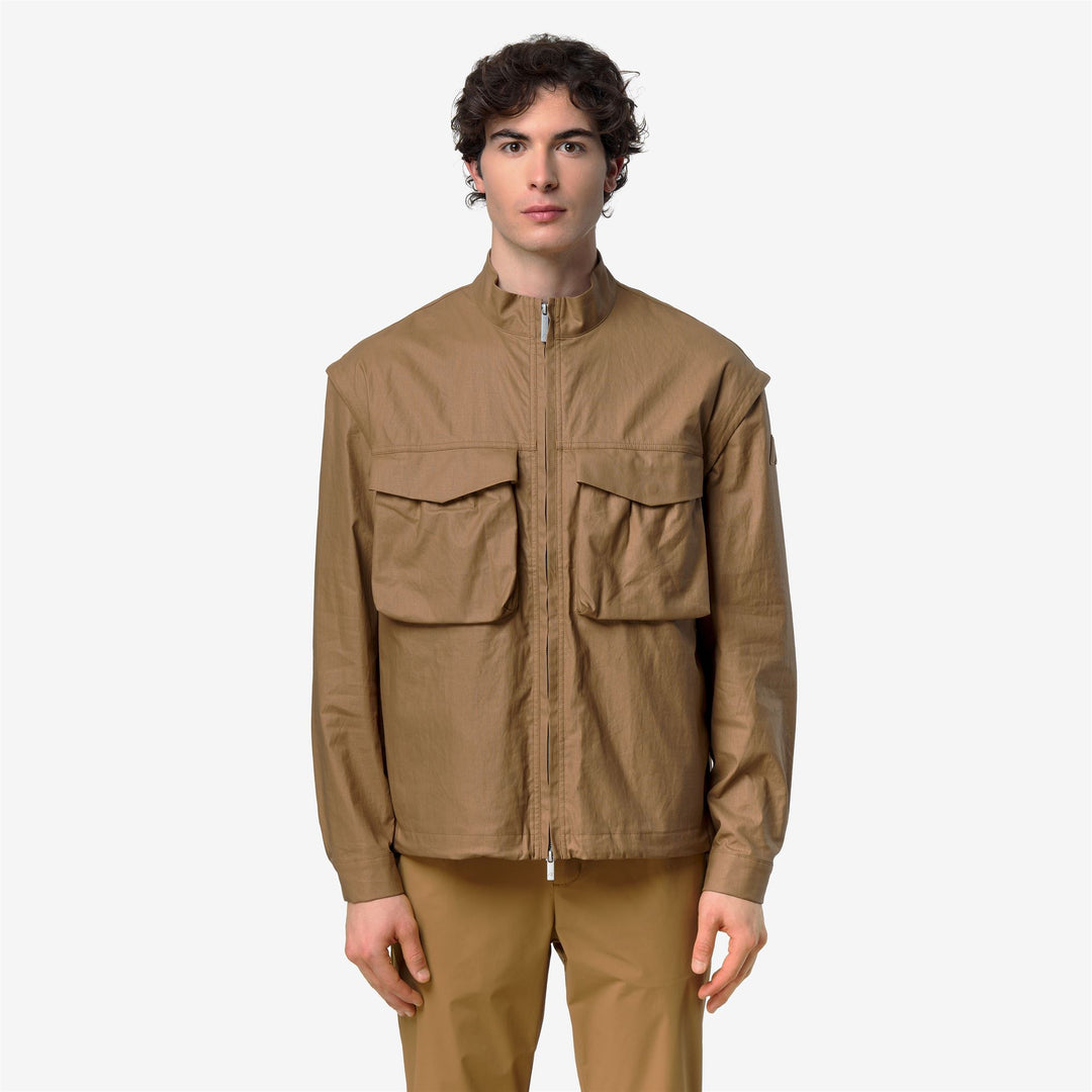 Chaqueta corta de lino encerado marrón para hombre main