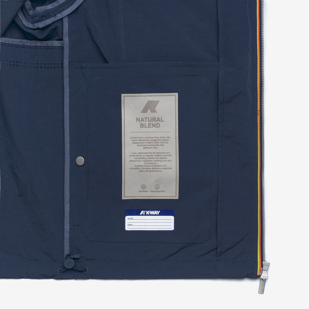 Blue Men's Short Waxed Linen Blend Jacket with Pockets 02