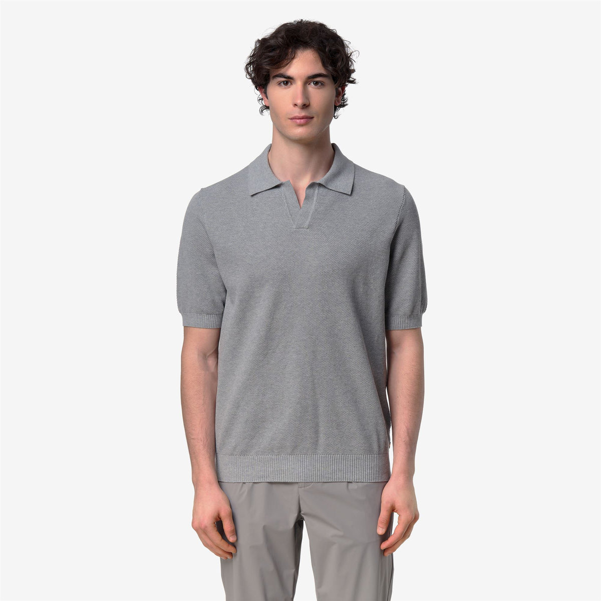 Knitwear_Man_PLEYR_Polo_GREY MEL - Commercial 4