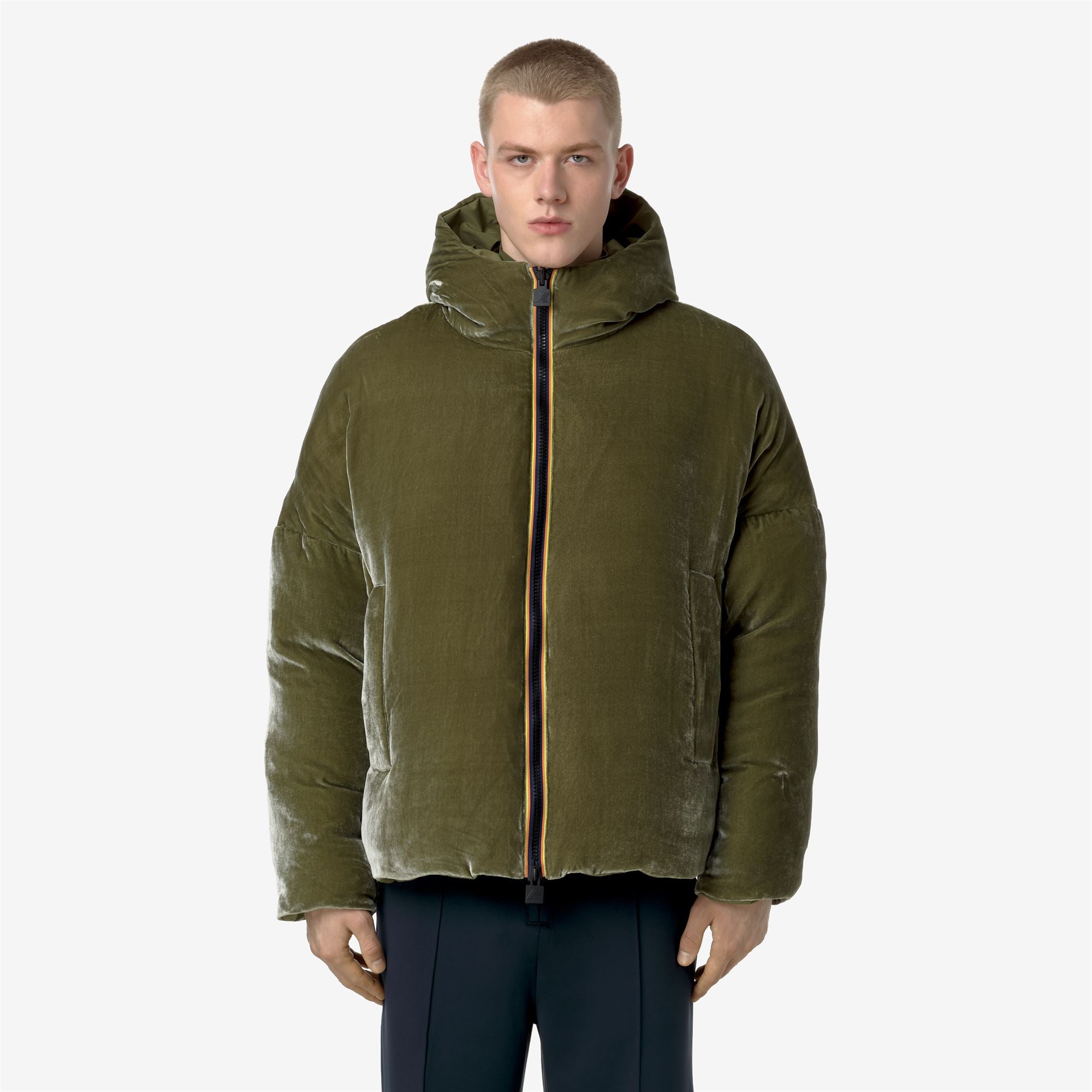 Jackets Man CLAUDER VELVET THERMO REVERSIBLE Short GREEN WINTER