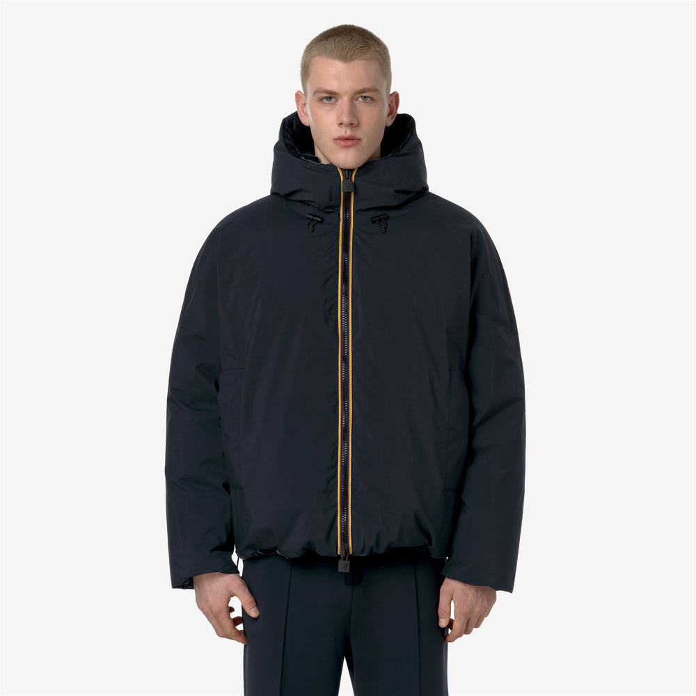 Black Grey Men's Reversible Velvet Short Jacket with Down Padding 02