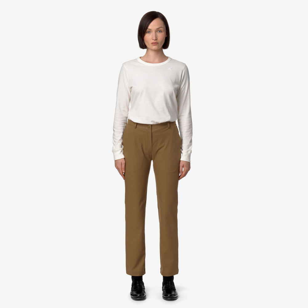 Brown Green Women's Chino Pants for City Wear 02
