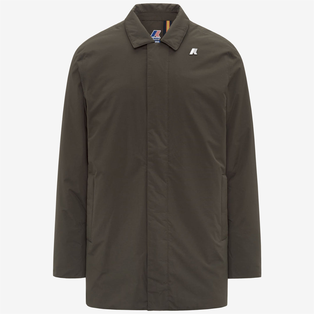 Chaqueta impermeable de media altura para hombre en color oliva negro con acolchado PrimaLoft 01