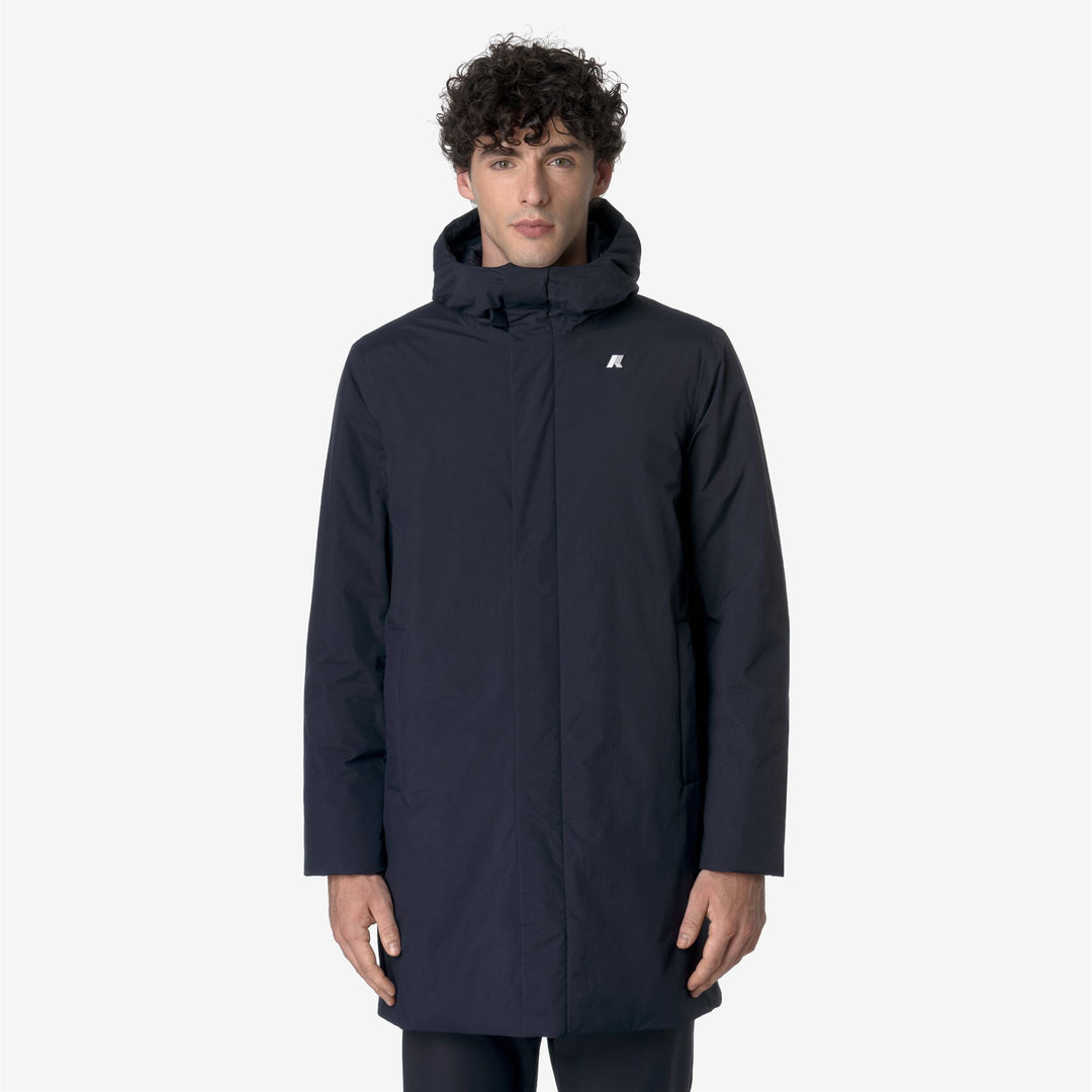 Blue Men's Long Warm Jacket with Recycled Materials 01
