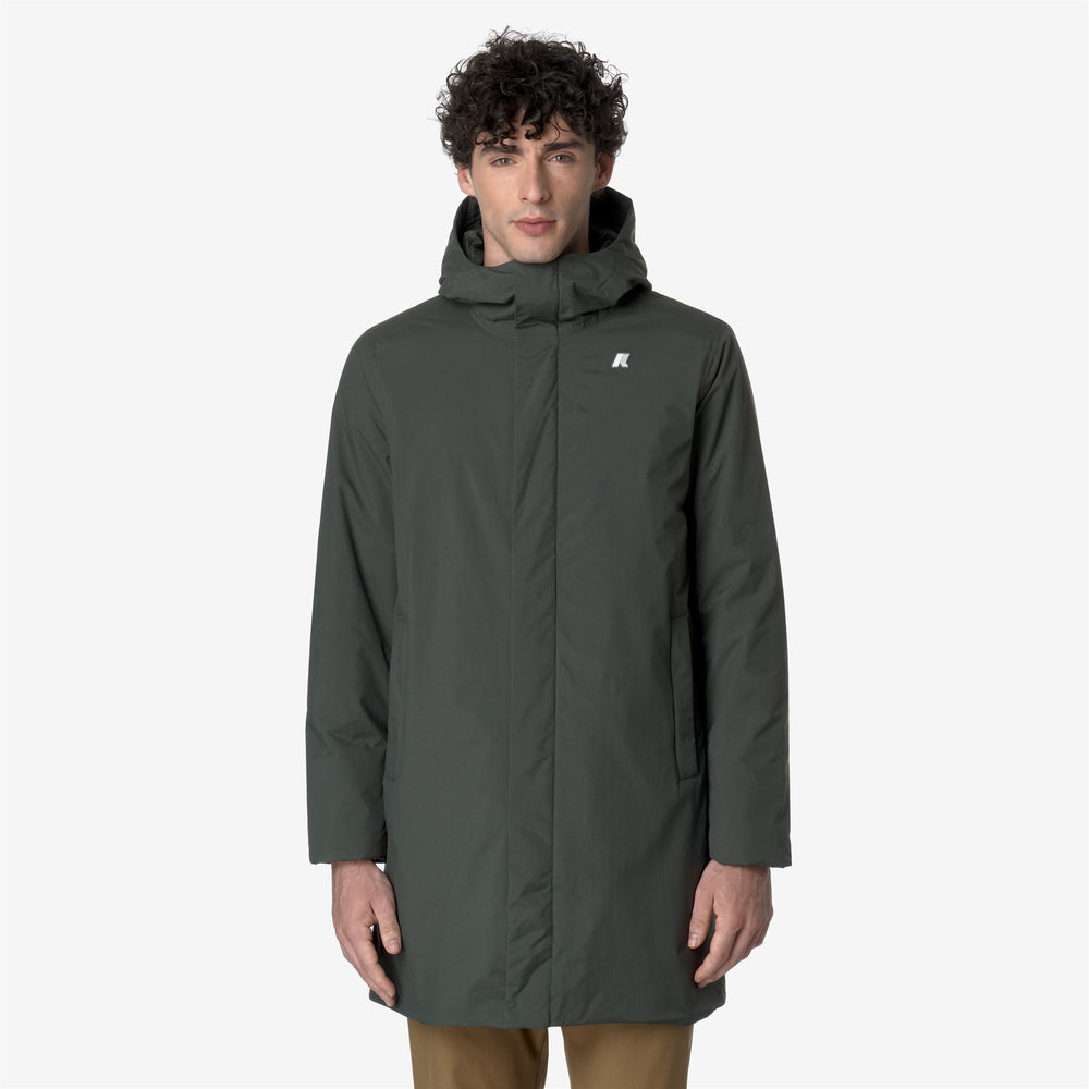 Blackish green Men's Long Warm Jacket with Recycled Materials 02