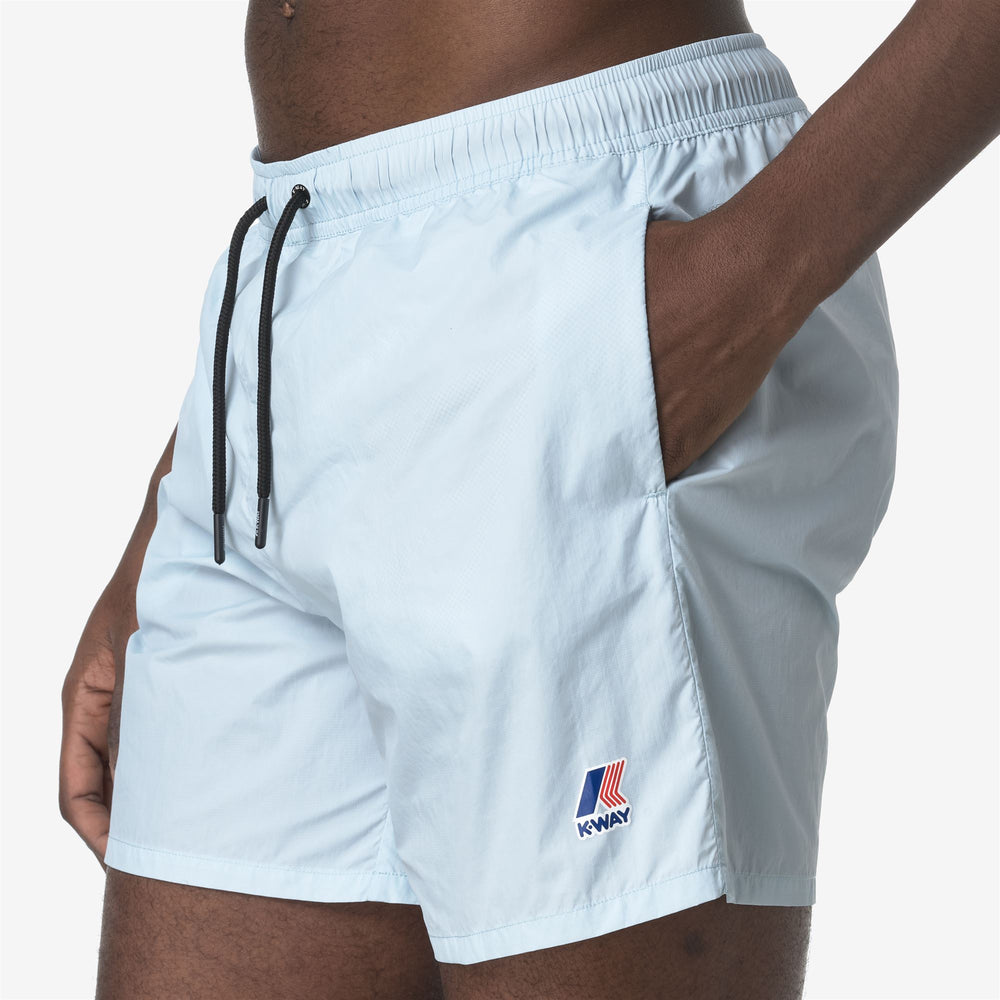 Baby blue Men's Packable Swimming Trunks with Mesh Briefs 02