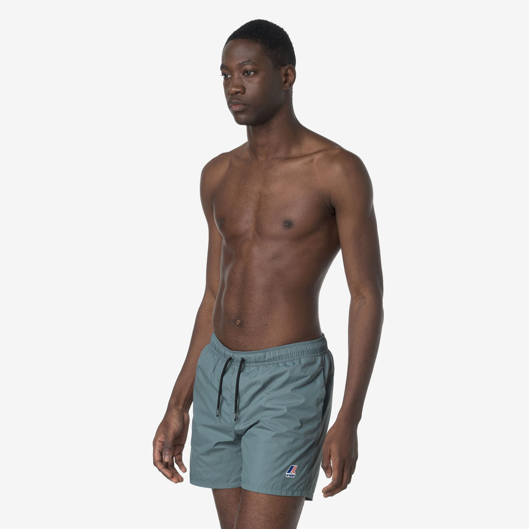 Green Men's Packable Swimming Trunks with Mesh Briefs main