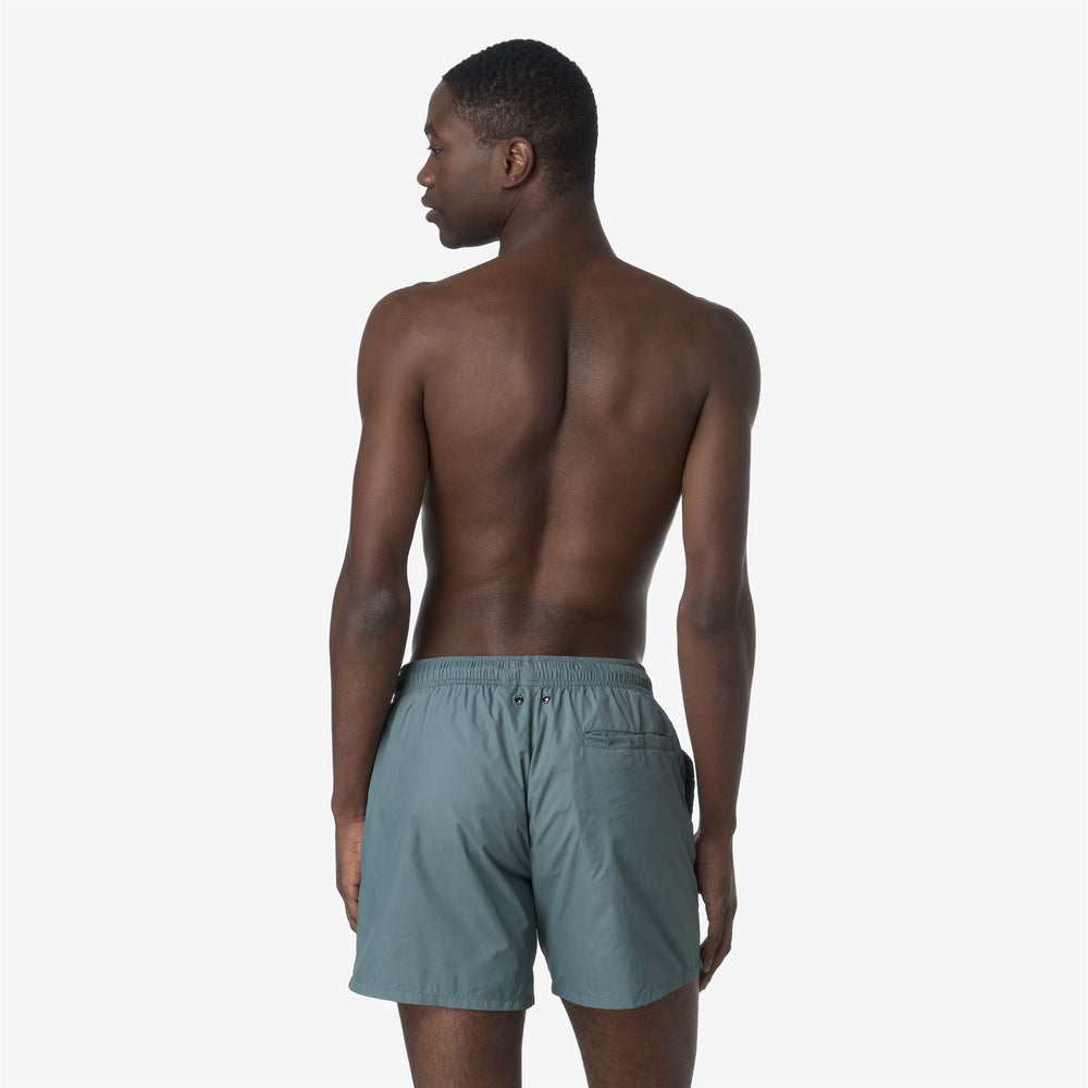 Green Men's Packable Swimming Trunks with Mesh Briefs 02