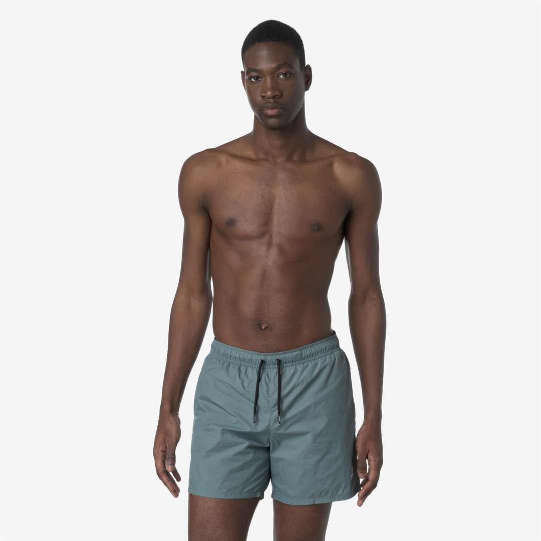 Green Men's Packable Swimming Trunks with Mesh Briefs main