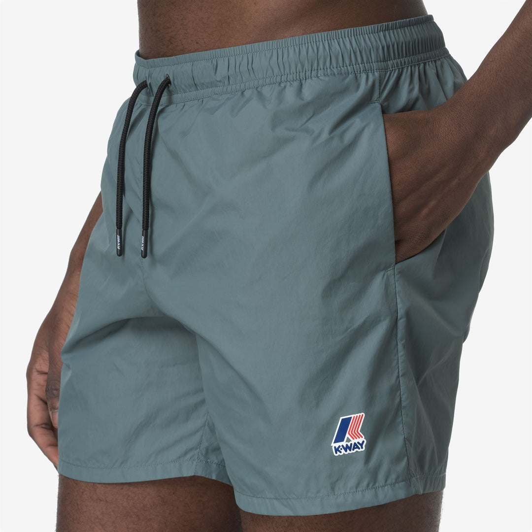 Green Men's Packable Swimming Trunks with Mesh Briefs main