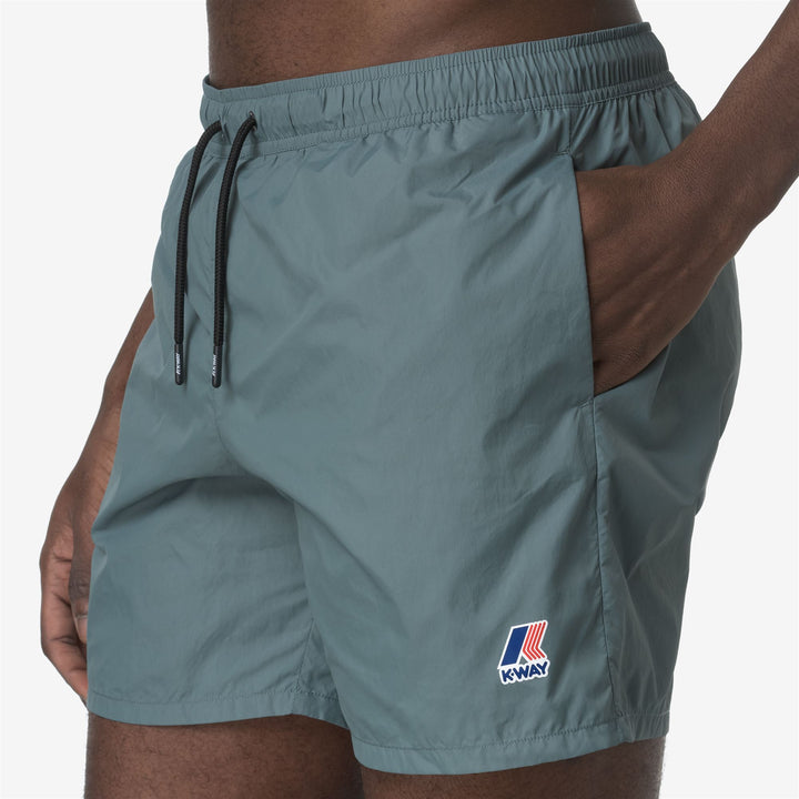 Green Men's Packable Swimming Trunks with Mesh Briefs 4