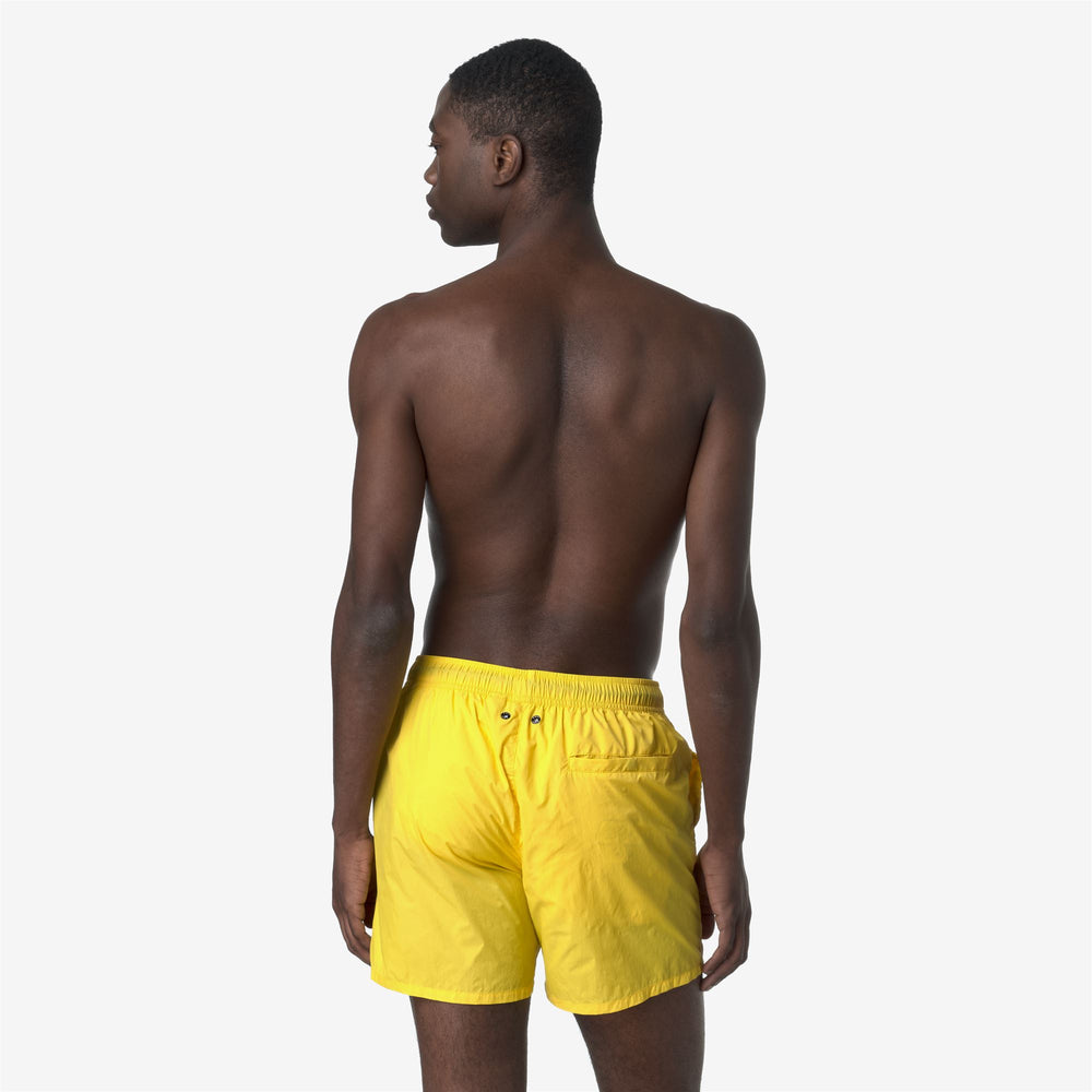 Yellow Men's Packable Swimming Trunks with Mesh Briefs 02