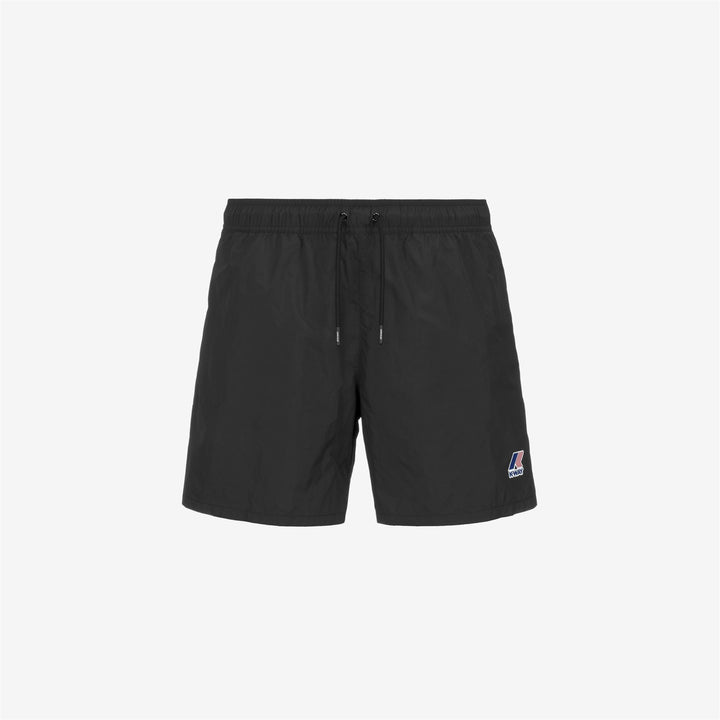 Black Men's Packable Swimming Trunks with Drawstring Waistband 1