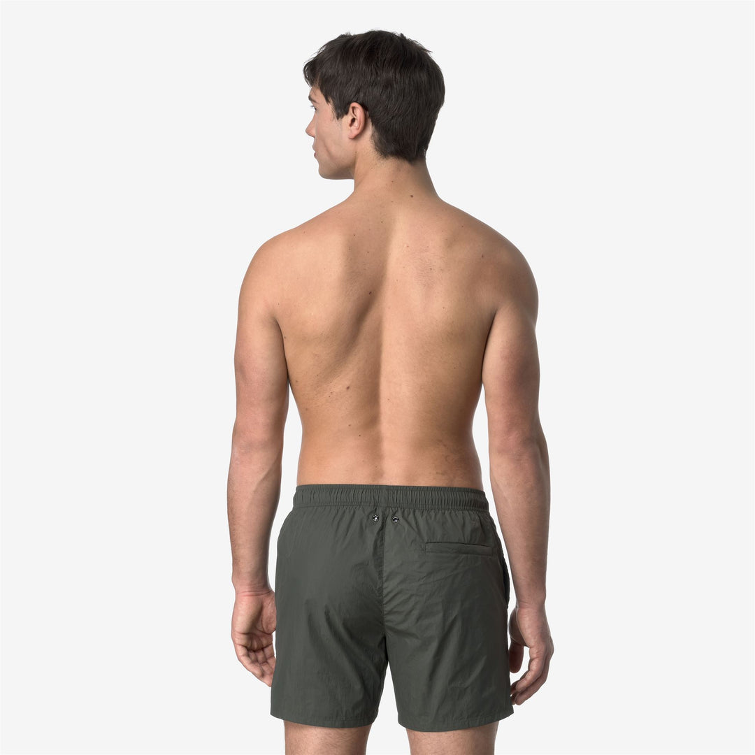 Black Green Men's Packable Swimming Trunks for Beach and Pool main