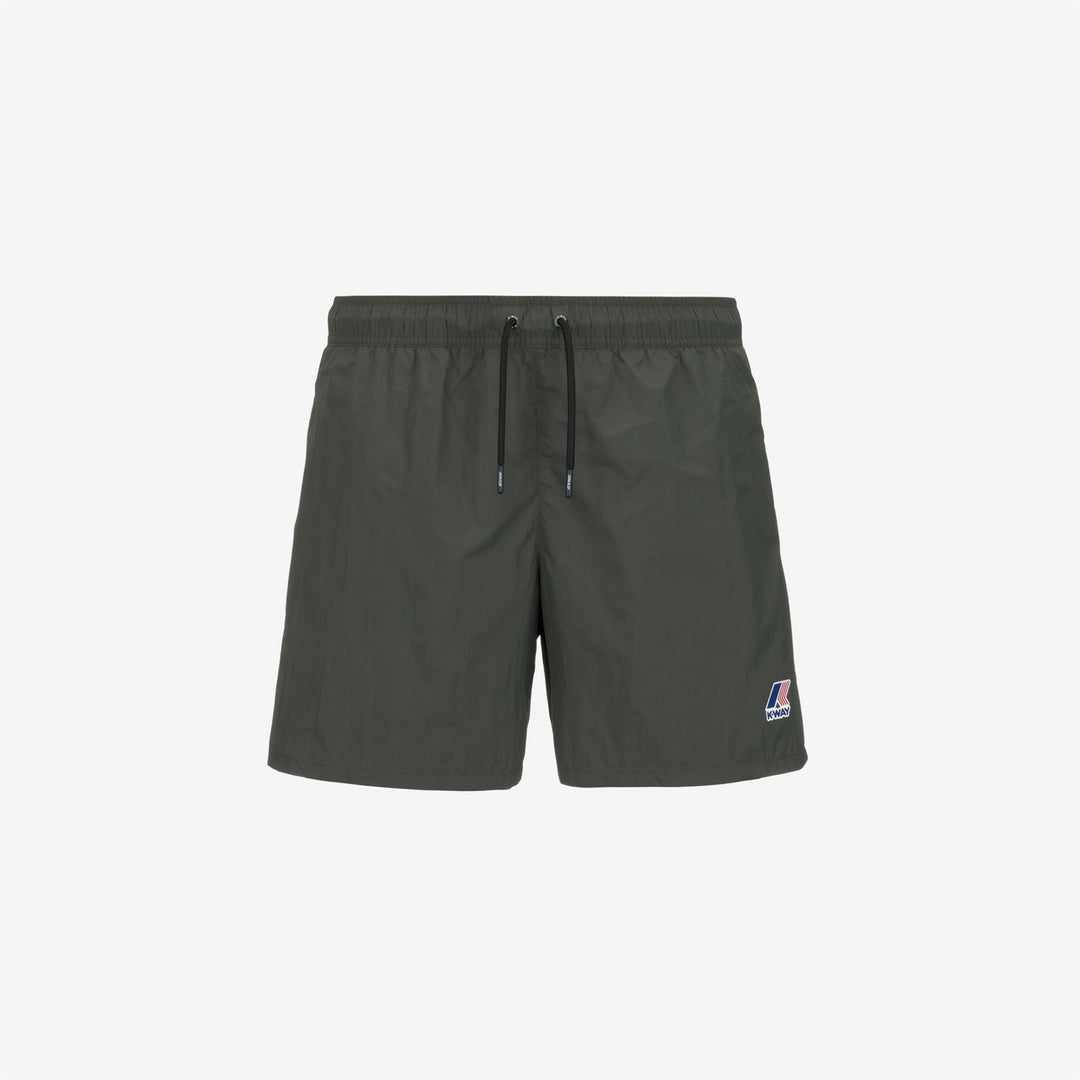 Black Green Men's Packable Swimming Trunks for Beach and Pool main