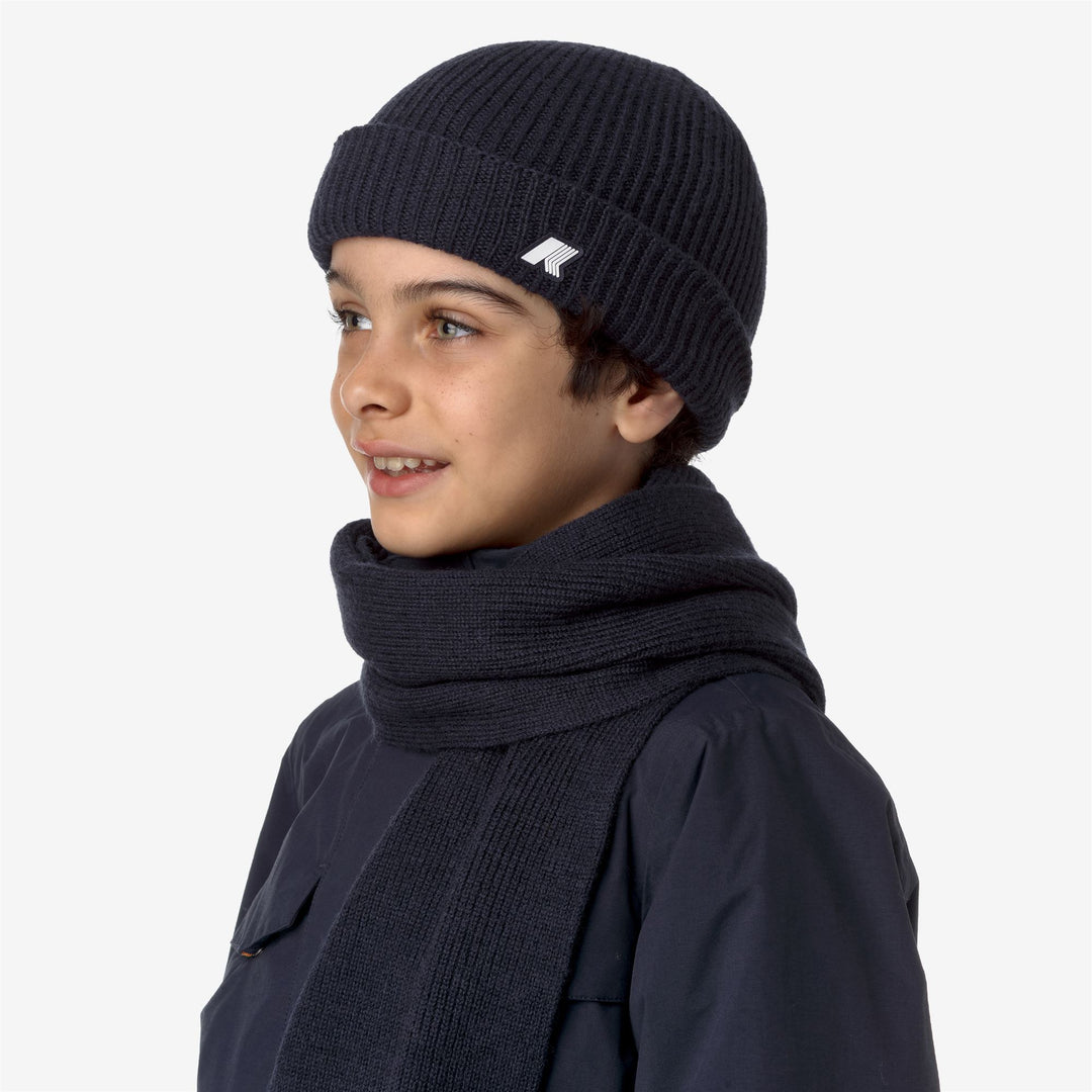 Gorro de invierno unisex para niños Melange Blue con dobladillo vuelto main