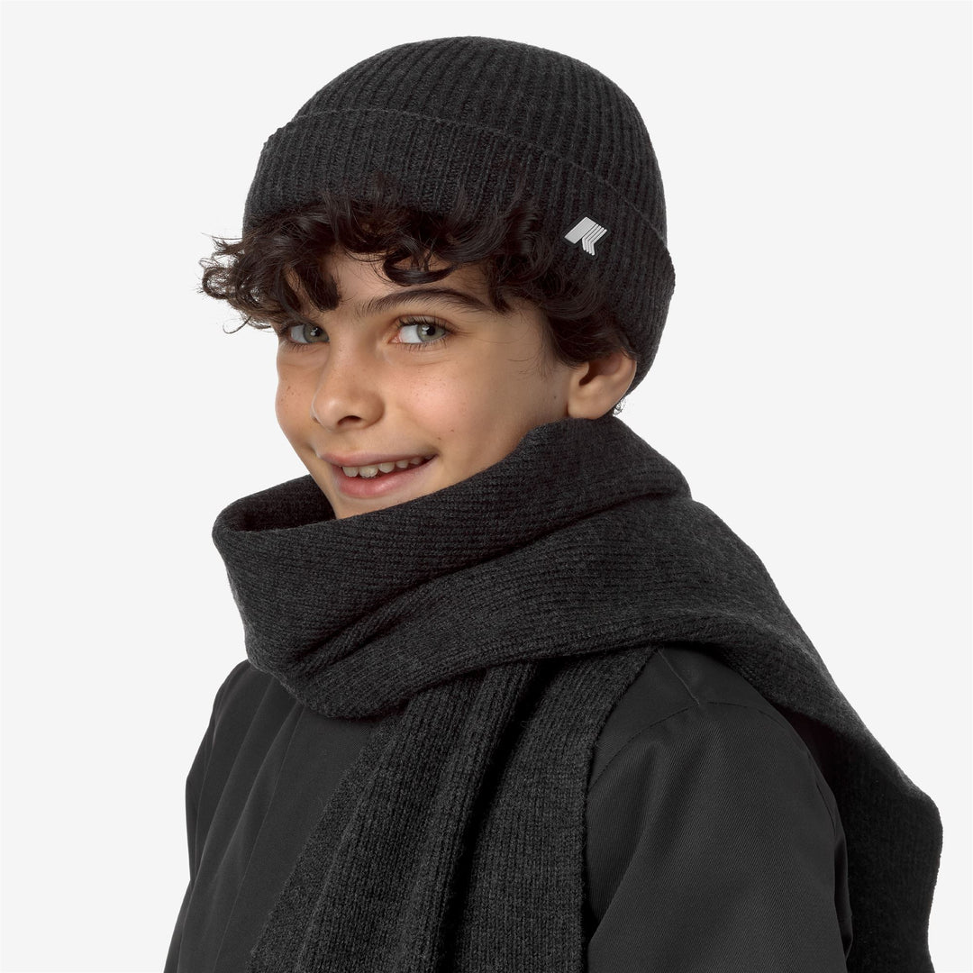 Gorro de lana unisex gris melange para niños, protección invernal main