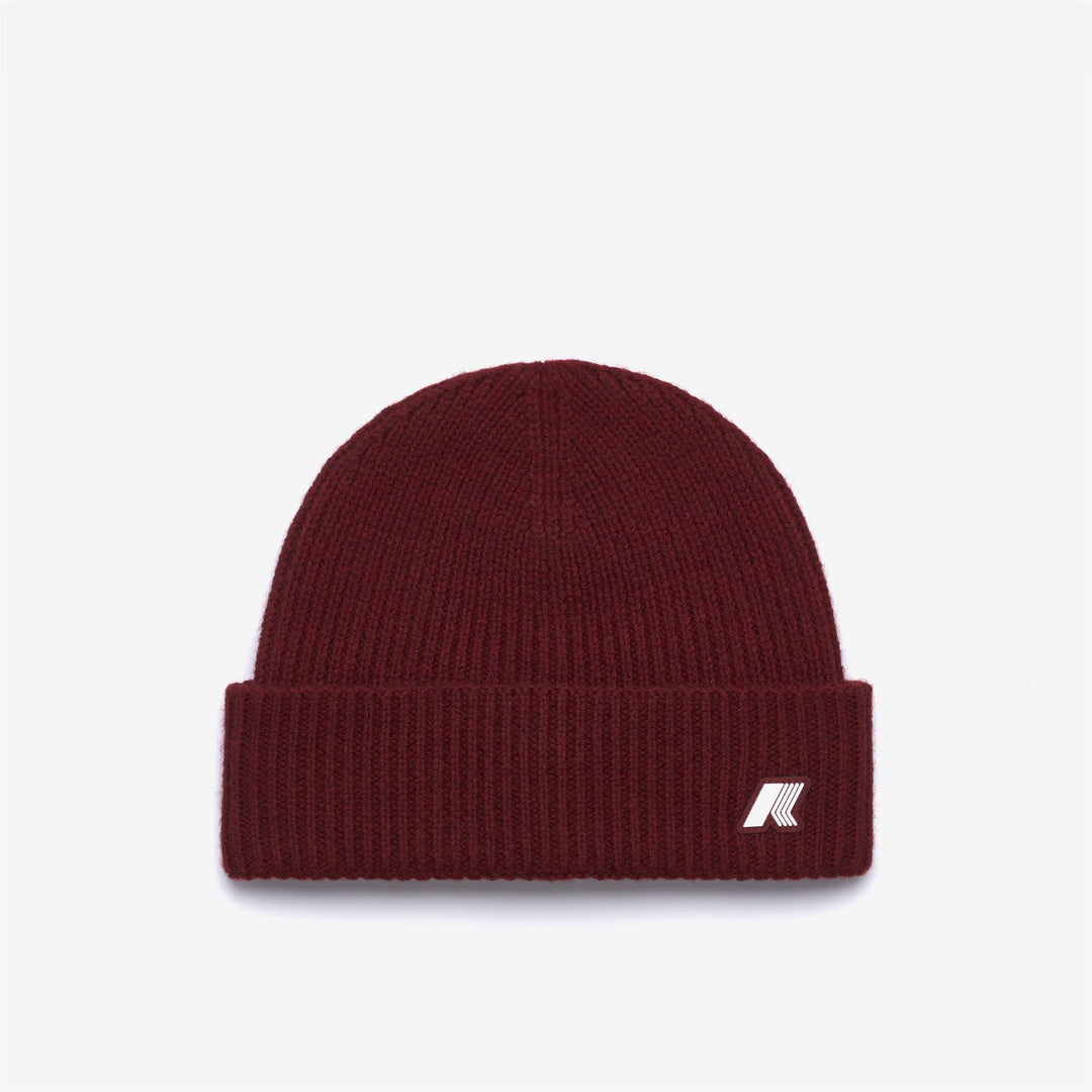 Gorro de lana unisex para niños en color rojo jaspeado con dobladillo vuelto 01