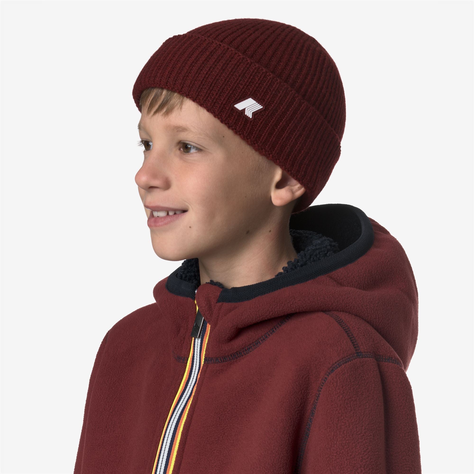 Headwear_KID UNISEX_P. BRICE CARDIGAN STITCH_Hat_Red Syrah Melange - Commercial 4