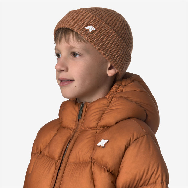 Orange unisex Kids' Wool Turn-up Beanie Hat 2