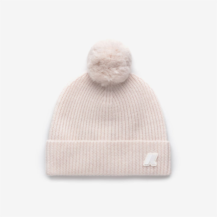 Gorro de lana gris y blanco para niña con pompones para invierno 1