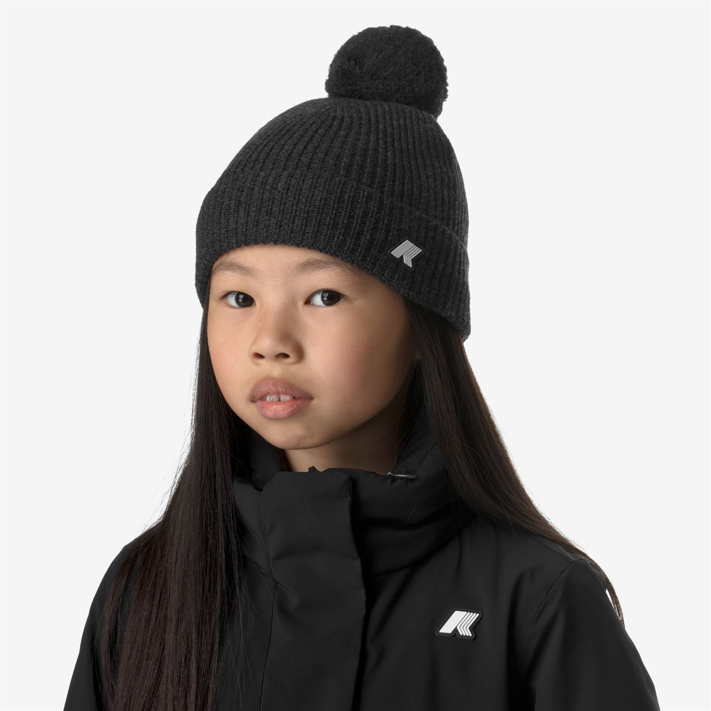 Headwear_GIRL_P. VINCIENNE CARDIGAN STITCH_Hat_Black Pure Melange - Commercial 4