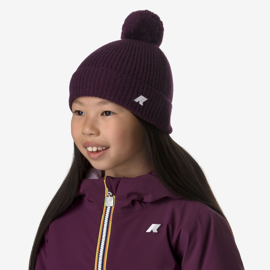 Headwear_GIRL_P. VINCIENNE CARDIGAN STITCH_Hat_Violet Dk Purple Melange - Commercial 3