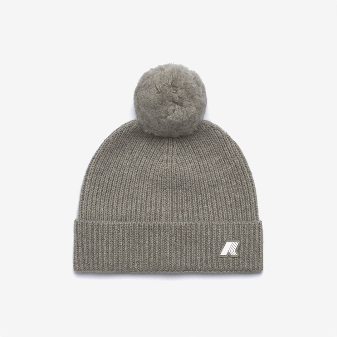 Gorro de lana cálido para niña con pompón en color verde melange 01